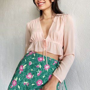 NWOT Sunday best tie-front blouse xxs